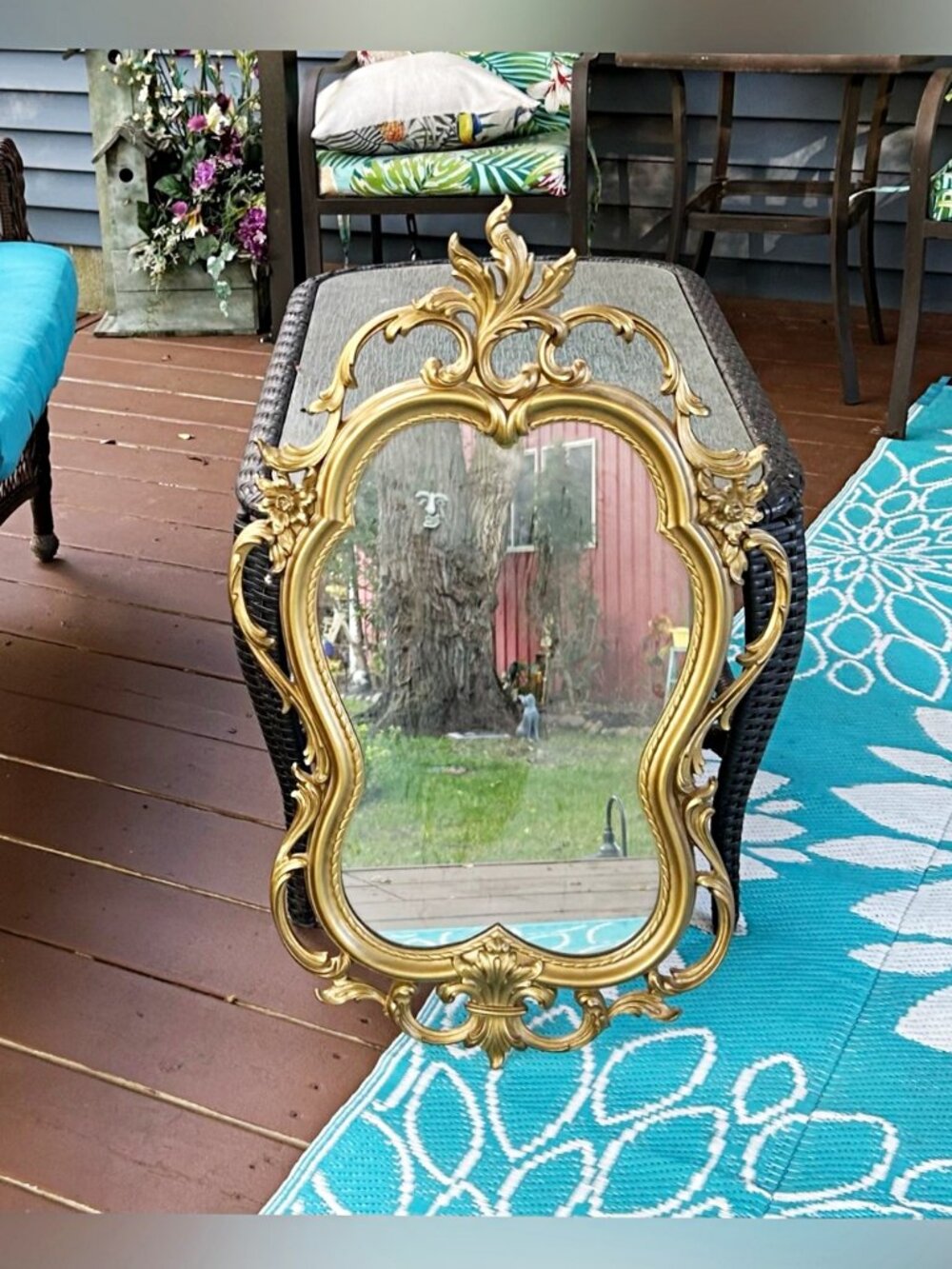 Vintage Dart Syroco 19"x31" Gold Baroque Hollywood Regency Ornate Wall Mirror